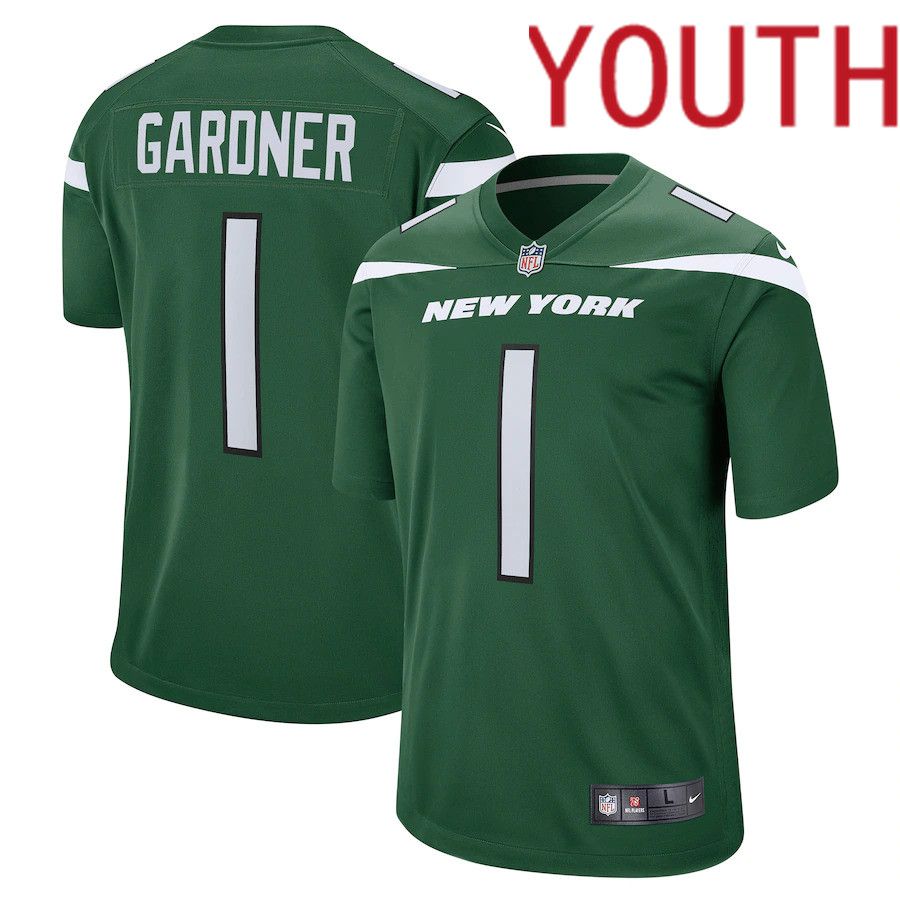 Youth New York Jets 1 Ahmad Sauce Gardner Nike Gotham Green 2022 NFL Draft First Round Pick Game Jersey